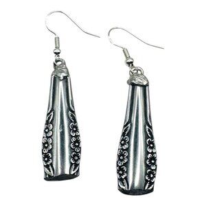 Handcrafted Spoon Earrings Wm A Rogers Deluxe Stainless Oneida 925 Silver Hooks
